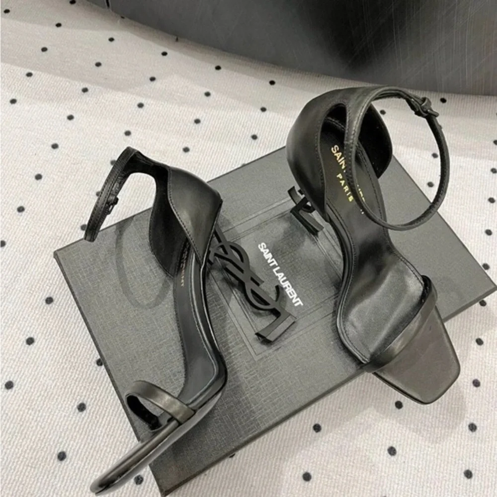 Saint Laurent Black Strappy Heels